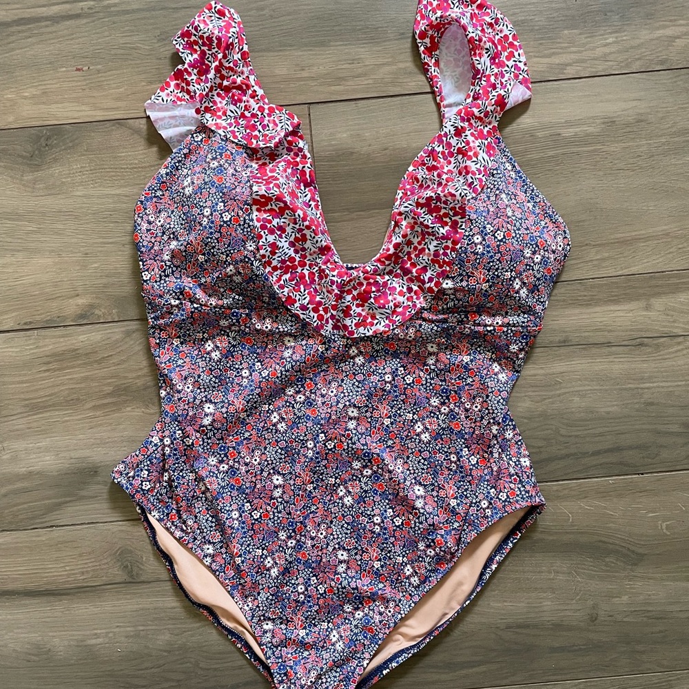 NWT J.Crew One Piece Swimsuit with Liberty Fabric Size 16